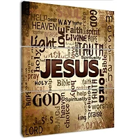 Designart - Jesus' word cloud in grunge background
