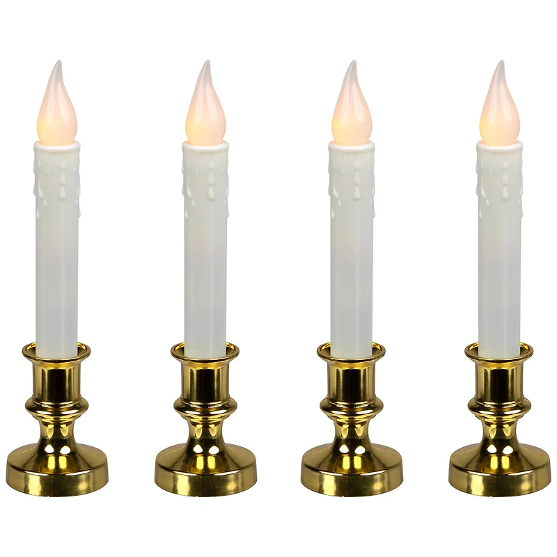 White & Gold LED C5 Flickering Window Christmas Candle Lamp With Timer