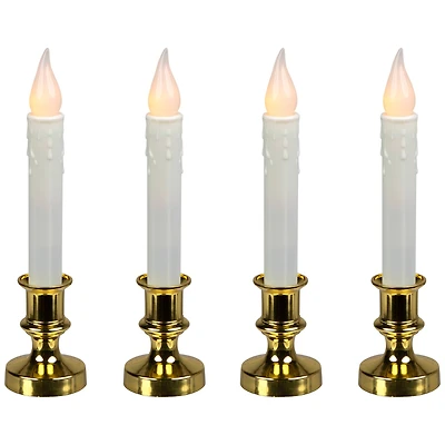 White & Gold LED C5 Flickering Window Christmas Candle Lamp With Timer