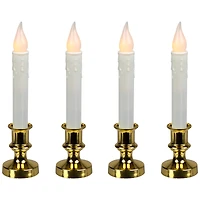White & Gold LED C5 Flickering Window Christmas Candle Lamp With Timer