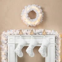 Glitzhome® 9ft. Pre-Lit White Pine Christmas Garland with LED Lights and Timer