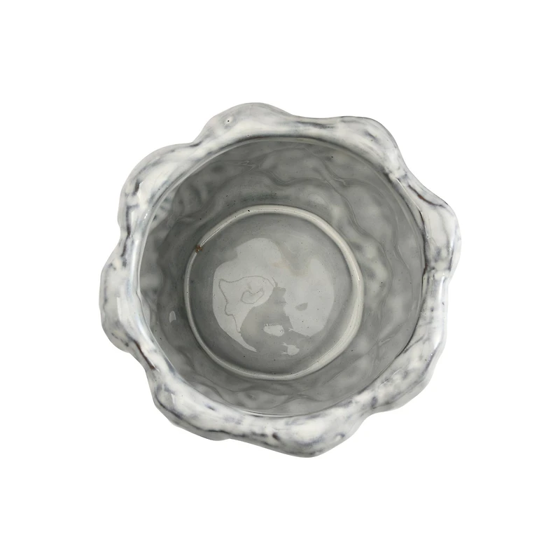 Hello Honey® 6.5" White Organically Shaped Stoneware Planter with Raised Dot Design