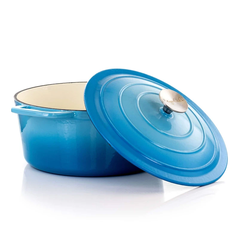 MegaChef Blue Enameled Cast Iron Casserole