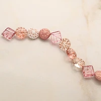 Pink Starburst Czech Glass Diamond & Flat Round Bead Mix by Bead Landing™
