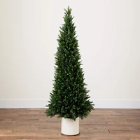 5ft. UV-Resistant Cedar Tree in White Planter