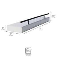 Melannco MDF & Metal Railing 24" Shelf