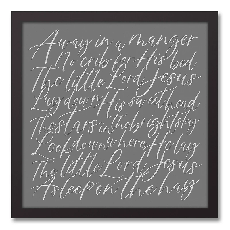 Away in a Manger Black Framed Canvas Wall Art