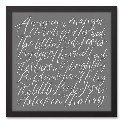 Away in a Manger Black Framed Canvas Wall Art