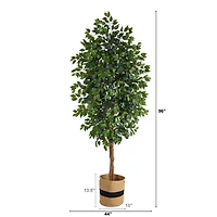 8ft. Ficus Artificial Tree in Handmade Natural Cotton Planter