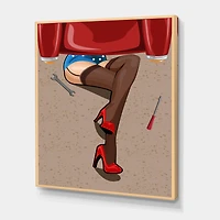 Designart - Retro Sexy Woman Repairing The Car