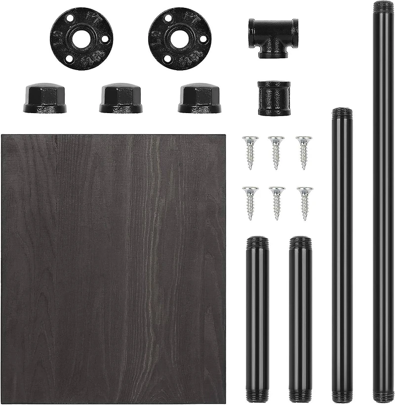 NEX™ Freestanding Iron Pipe Toilet Paper Holder with Solid Wood Base