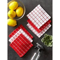 DII® Red & White Windowpane Terry Dishcloths, 6ct.