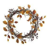 19" Harvest Leaf, Berries & Twig Wreath