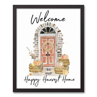 Happy Harvest Home Black Framed Canvas Wall Art