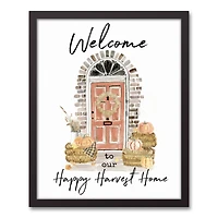 Happy Harvest Home Black Framed Canvas Wall Art