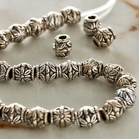 Antique Silver Carved Flower Tube Beads, 7mm by Bead Landing™