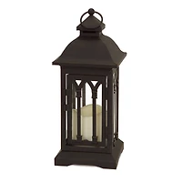 13" Black Metal Lantern with LED Candle  