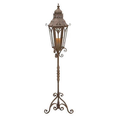 4.5ft. Brown Iron Rustic Candle Holder Lantern