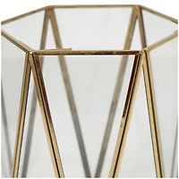 CosmoLiving by Cosmopolitan Gold Geometric Hexagon Candle Lantern Set