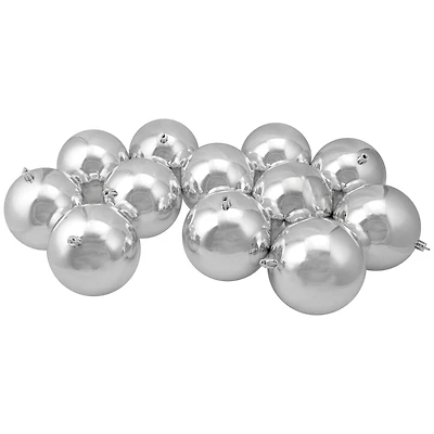 12ct. 4" Shiny Silver Shatterproof Ball Ornaments