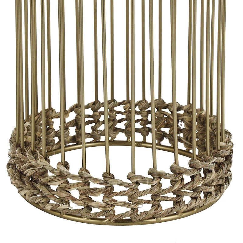 Gold Metal Textured Rounded Dome Planter & Pedestal Base Set