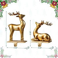 Glitzhome® Gold Standing & Sitting Reindeer Stocking Holder Set
