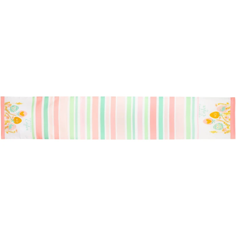 72" Pastel Happy Easter Striped Table Runner