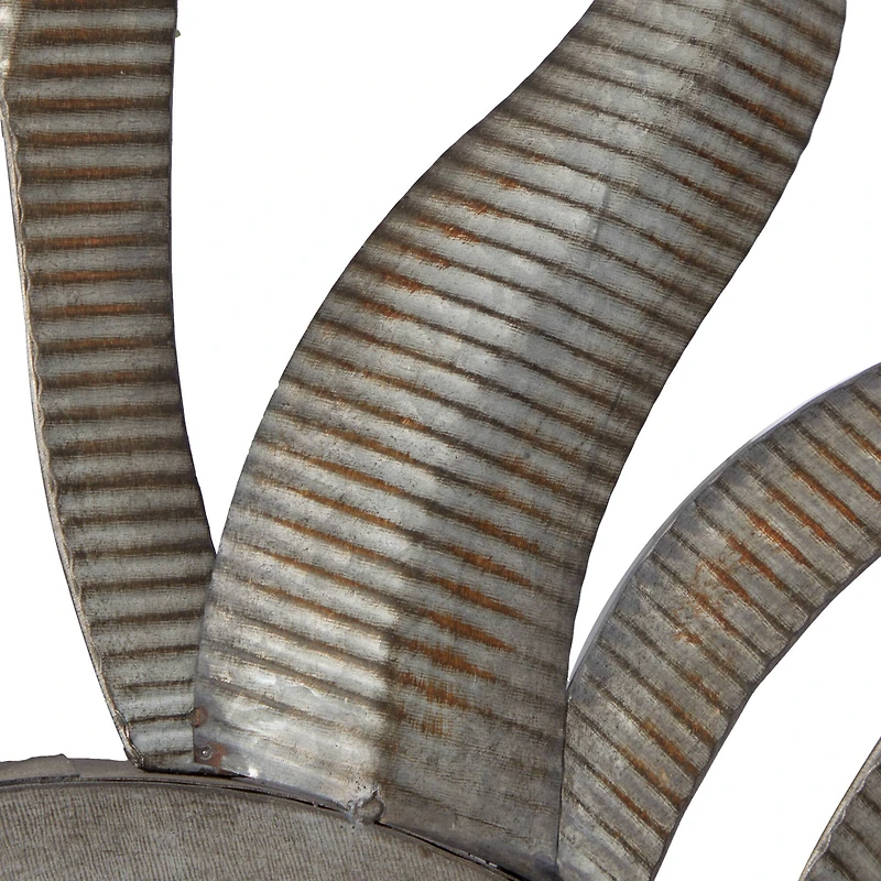 36" Gray Metal Sun Outdoor Wall Accent