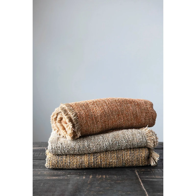 Hello Honey® Tan Mélange Bouclé Throw with Fringe