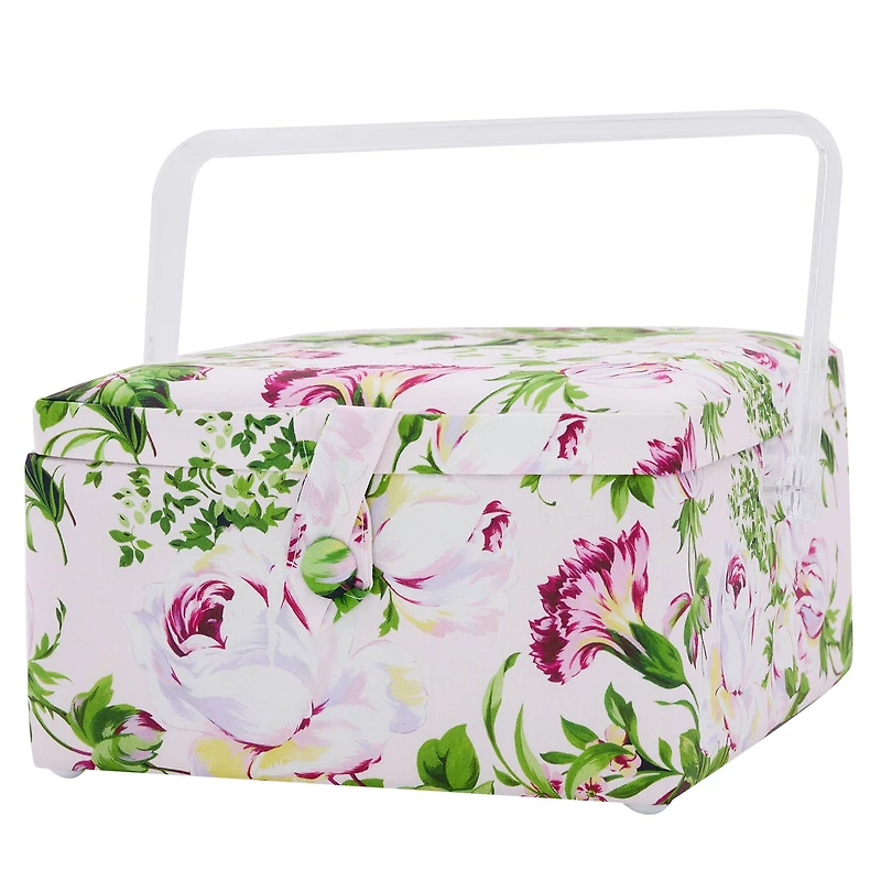 Pink Floral Square Sewing Basket by Loops & Threads®