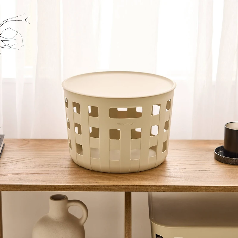 Ezy Storage Aura 14.8qt. Round Lidded Basket