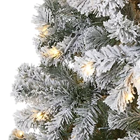 8ft. Pre-Lit Flocked West Virginia Fir Artificial Christmas Tree, Clear LED Lights
