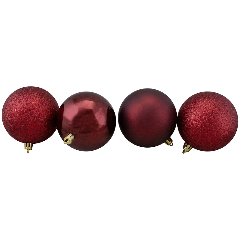 60ct Burgundy Red Shatterproof 4-Finish Ball Ornaments