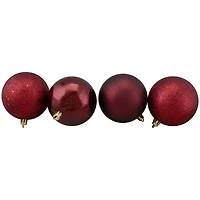 60ct Burgundy Red Shatterproof 4-Finish Ball Ornaments