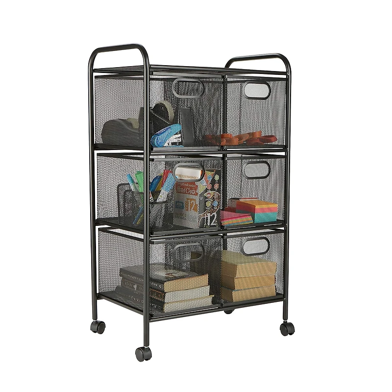Mind Reader Black 6-Drawer Metal Rolling File Cart