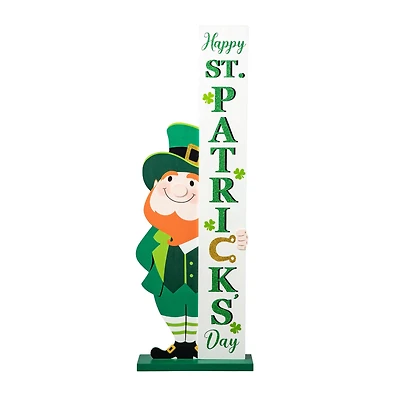 Glitzhome® 36" Wooden Leprechaun Happy St. Patrick's Day Porch Décor