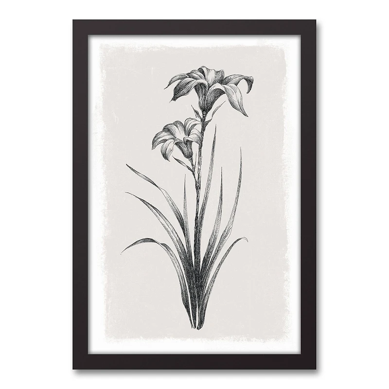 Sketchy Florals 13.73" x 19.73" Black Framed Canvas