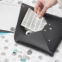 JAM Paper Black Medium Italian Leather Portfolio with Snap Closure