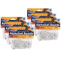 Creativity Street® 6mm Black & White Alphabet Beads, 6 Packs of 150