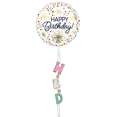 69" Confetti Sprinkle Happy Birthday Foil Balloon