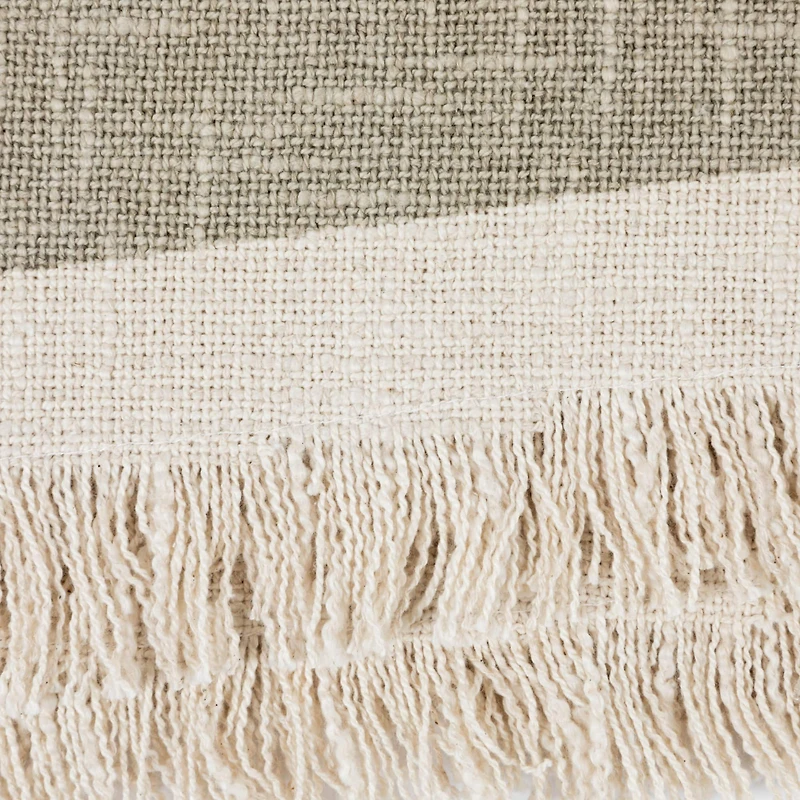 Hello Honey® Tan Botanical Print & Fringe Cotton Slub Throw Blanket