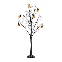 4ft. Pre-Lit Artificial Halloween Pumpkins and Skulls Ornament Tree with 64 Warm White LED Lights
