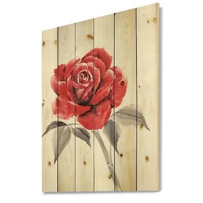 Designart - Vintage Red Rose Flower I