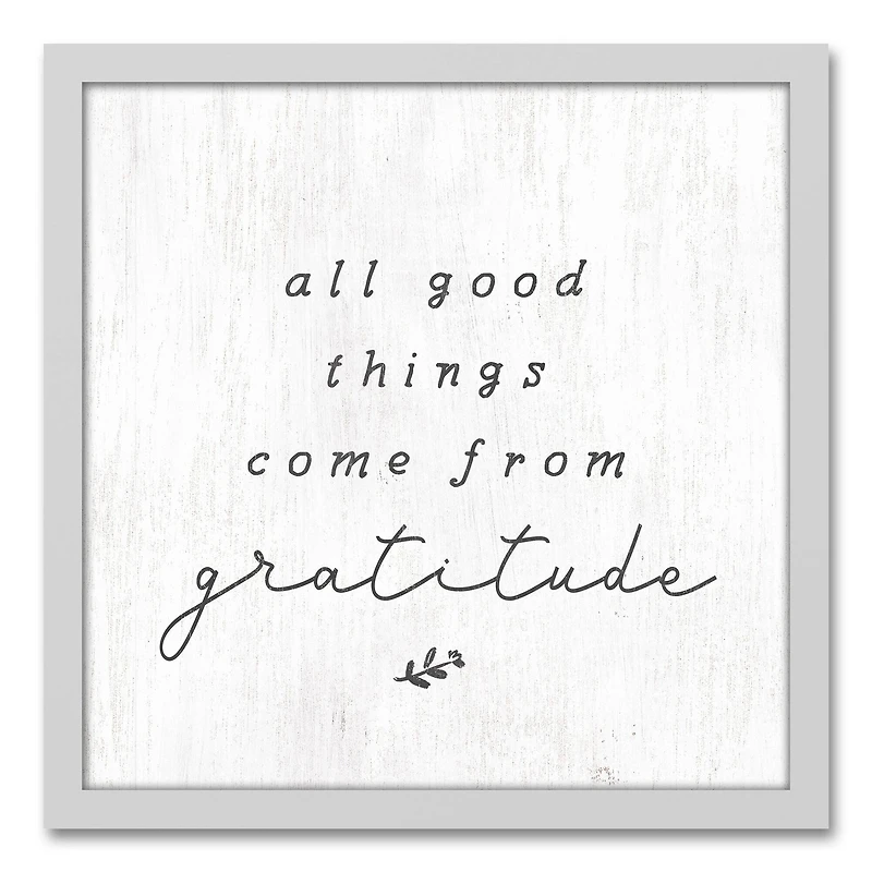 All Good Things Come from Gratitude White Framed Canvas