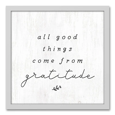 All Good Things Come from Gratitude White Framed Canvas