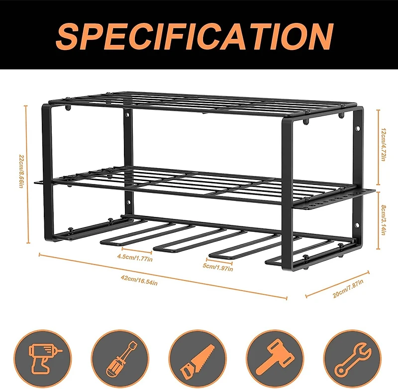 NEX™ 16.5" Black Wire Drill & Power Tool Wall Organizer