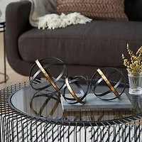 Black & Gold Metal Contemporary Orb Sculpture Set