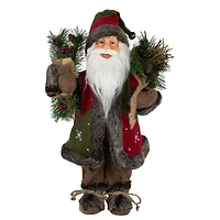16" Country Rustic Standing Santa Claus with Knitted Snowflake Jacket