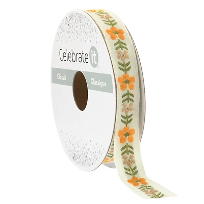 1/2" x 7yd. Yellow Jacquard Ribbon by Celebrate It® Classic