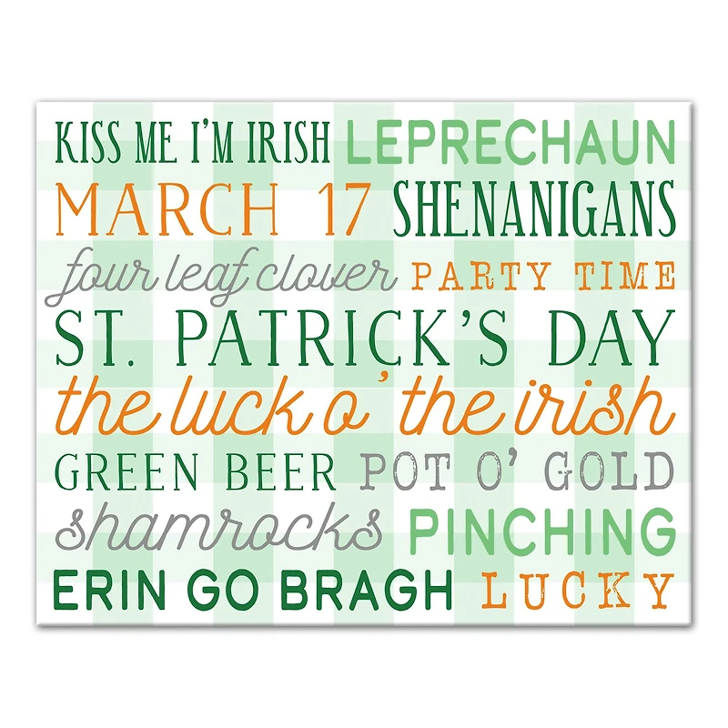 St Pat Day Words Canvas 16" x 20" Canvas Wall Art